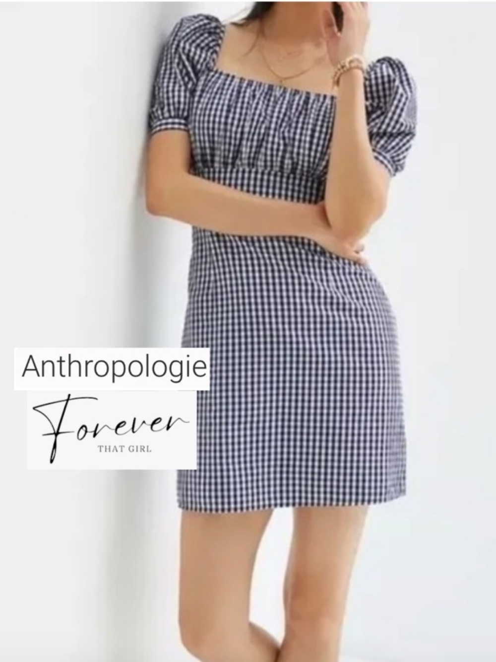 NEW Forever That girl (Anthropologie) gingham check dress, Med. GD896